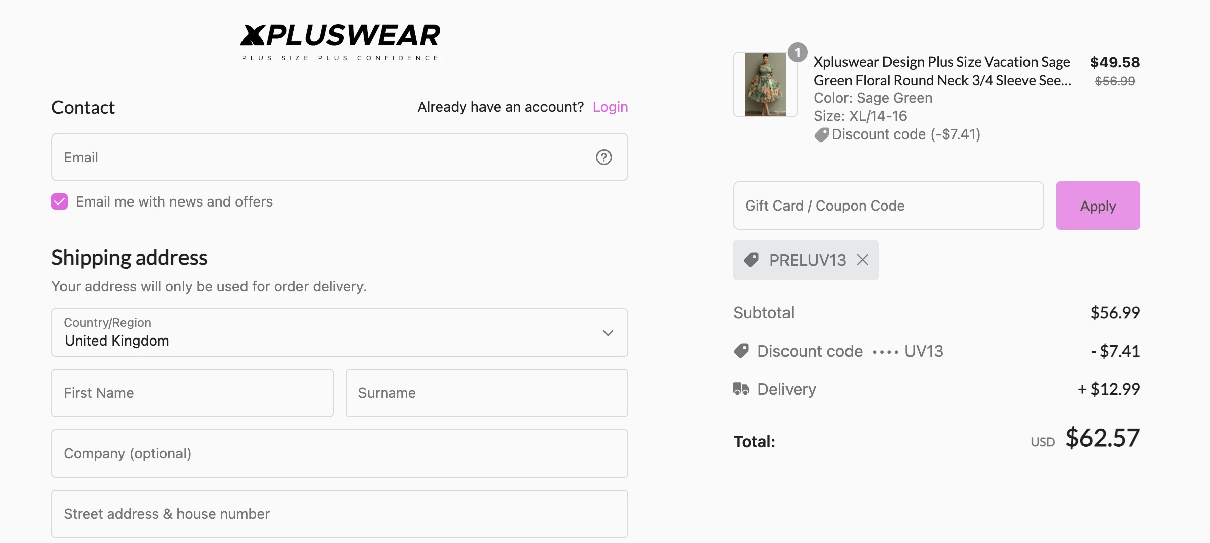 Use Promo Code PRELUV13 for 13% OFF Sitewide at XPLUSWEAR